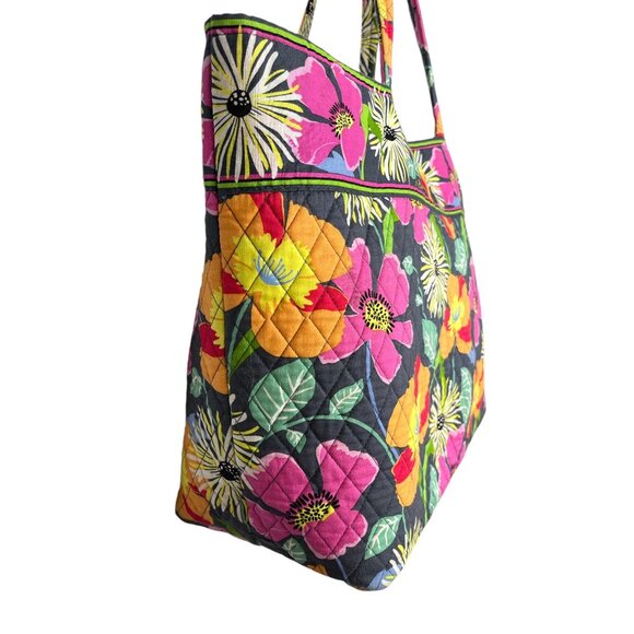 Vera Bradley Jazzy Blooms Quilted Large Tote Bag Colorful Floral & Dual Handles - Picture 4 of 14